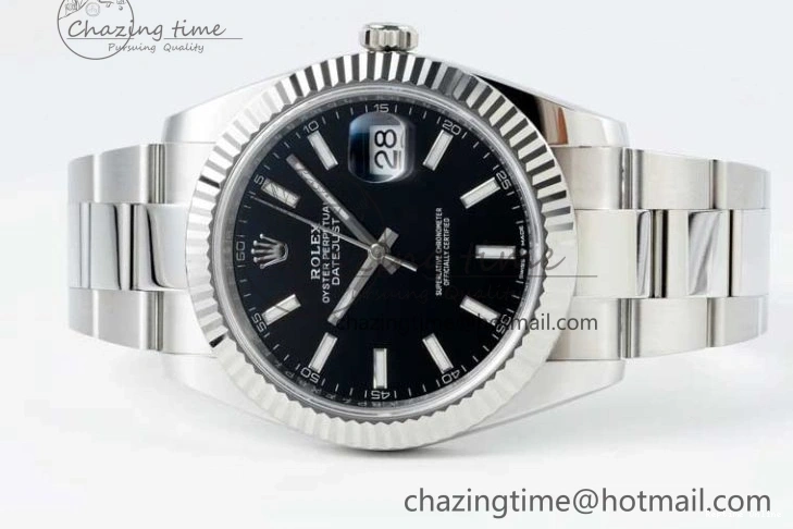 0128 Youthful DateJust 41 126334 NTF 1:1 Best Edition 904L Steel Black Stick Dial on Oyster Bracelet VR 2286